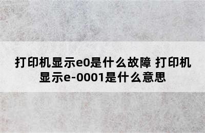 打印机显示e0是什么故障 打印机显示e-0001是什么意思